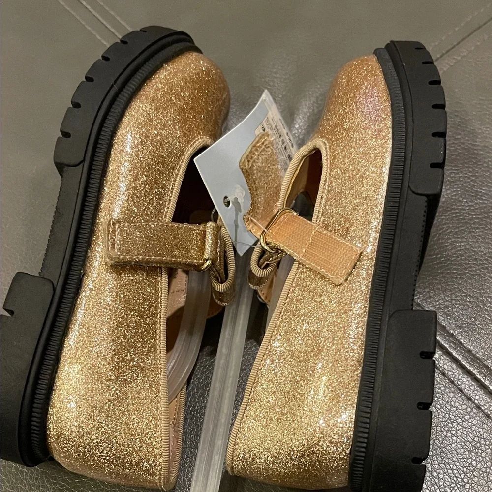 Cat & Jack Glittery Gold Dress Shoes EASTER